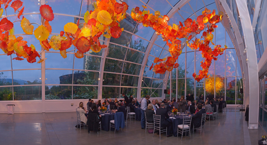 20-20 members celebrate the organization's 25th anniversary with dinner at the Chihuly Garden and Glass Museum in Seattle. April 2015.